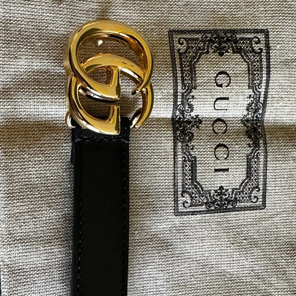 Gucci Black Belt 80x32mm - Picture 2 of 9
